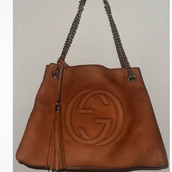 GUCCI Soho Chain Nubuck Orange Leather Tote - Picture 4 of 15